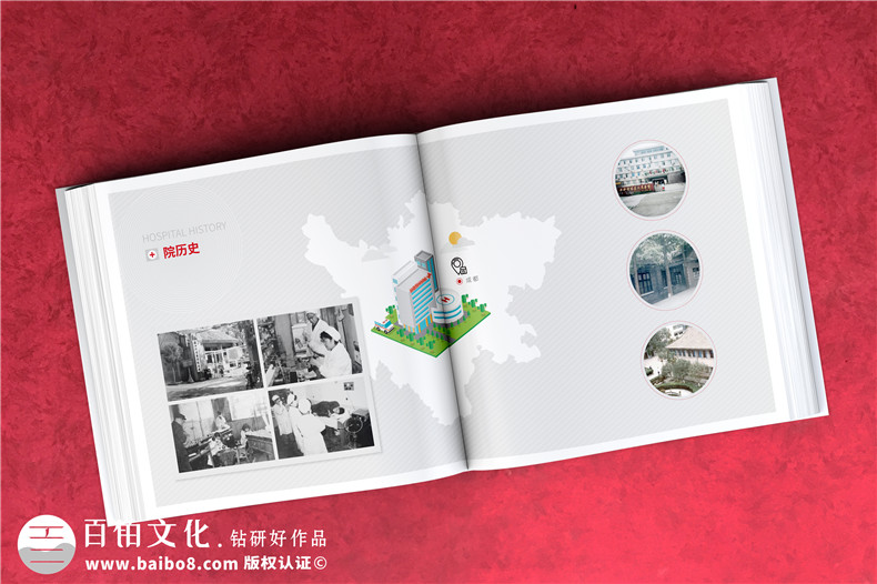 醫院建院80周年慶紀念畫(huà)冊-醫院40/50/60/70周年定制郵冊方案